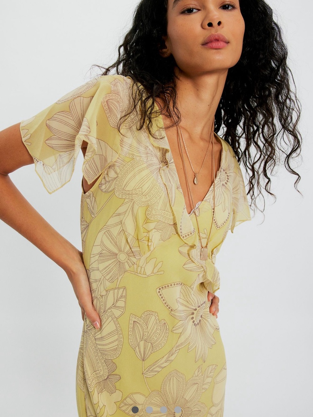 Free People Light Yellow Floral Midi Dress - Women - Picture 2 of 3